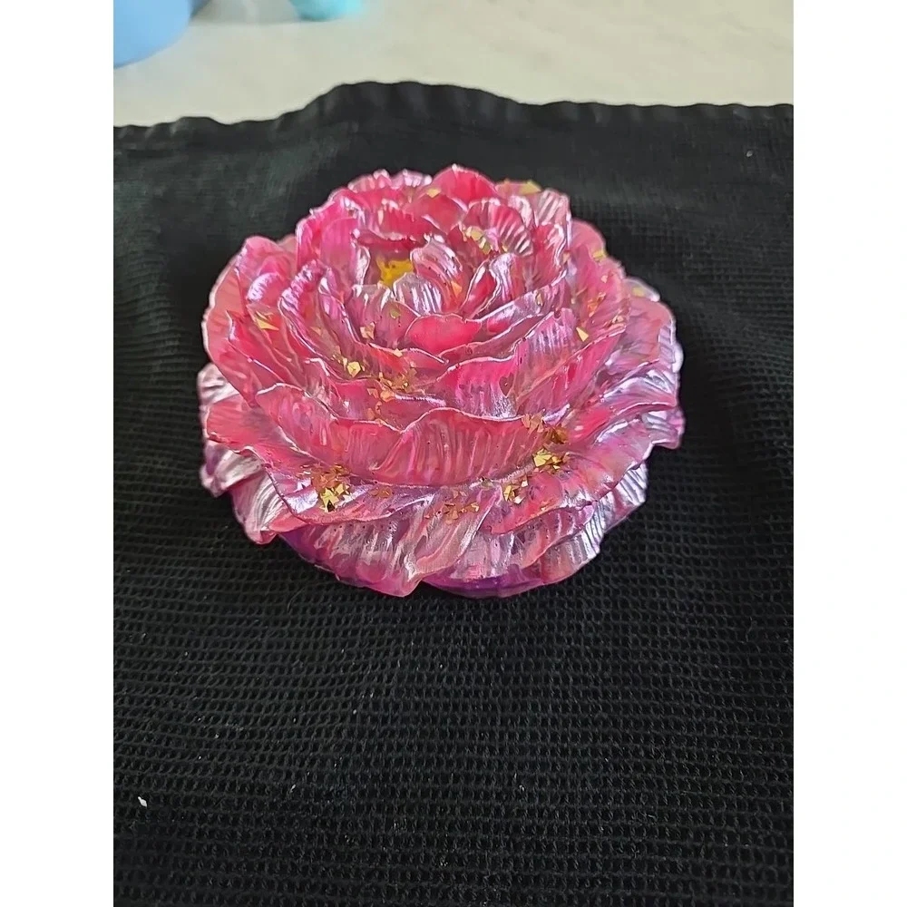 Resin 6 Inch Pink Gold Peony‎ Flower Decoration Gift. 583
